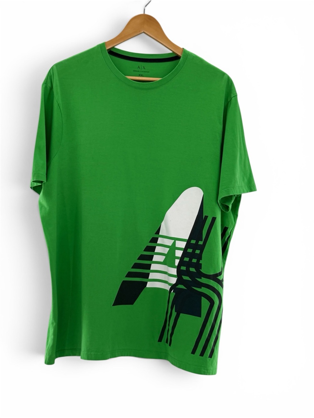 Armani Exchange A|X XXL Green Logo Graphic T-Shirt Crew Neck Short Sleeve Cotton